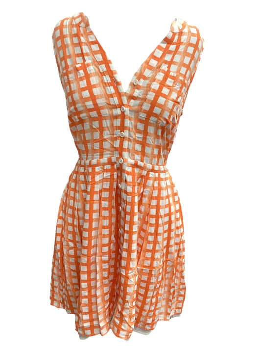 Orange & White Dress Casual Midi Crown And Ivy, Size 6