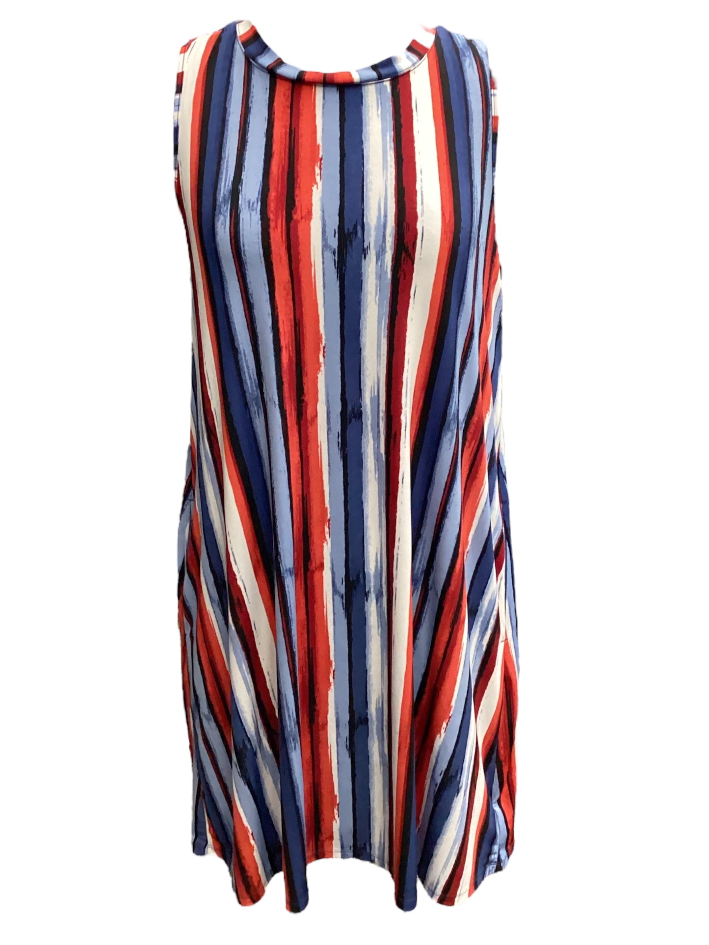 Blue & Red & White Dress Casual Midi Apt 9, Size S