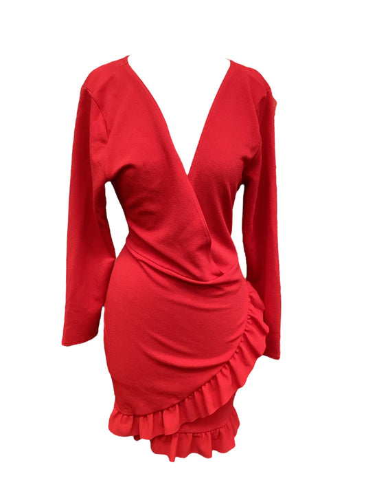 Dress Casual Midi By Pretty Little Thing In Red, Size: 16