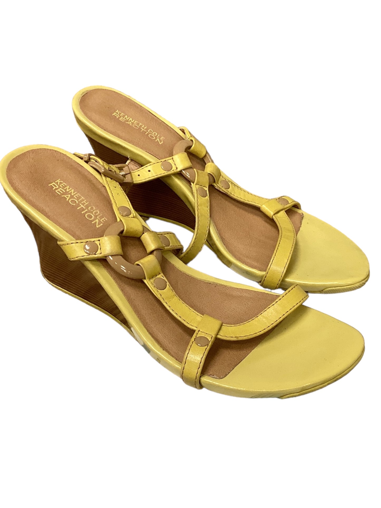 Yellow Shoes Heels Wedge Kenneth Cole, Size 8