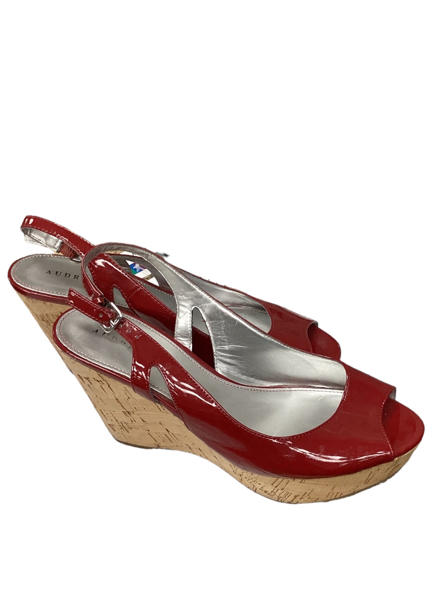 Red Shoes Heels Wedge Audrey Brooke, Size 9