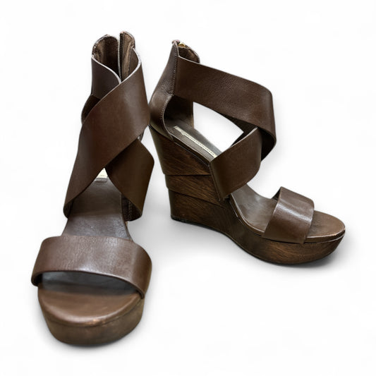 Shoes Heels Wedge By Diane Von Furstenberg In Brown, Size: 8.5