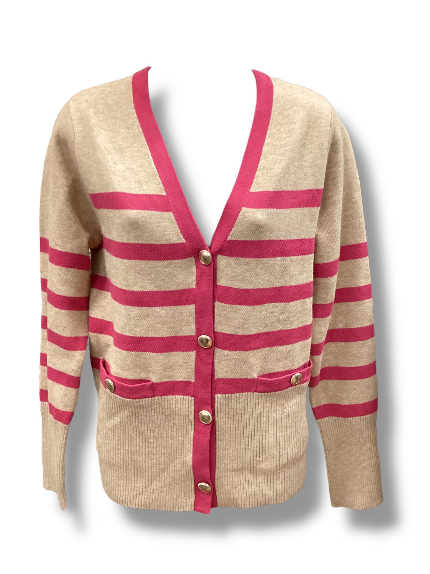 Cardigan By Rachel Zoe In Pink & Tan, Size: M