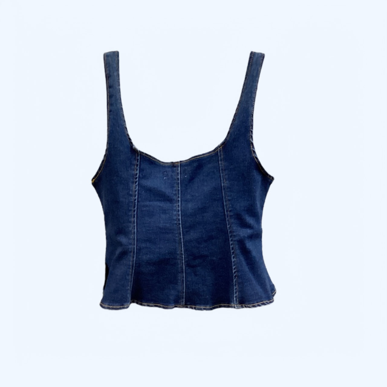 Top Sleeveless By Forever 21 In Blue Denim, Size: L