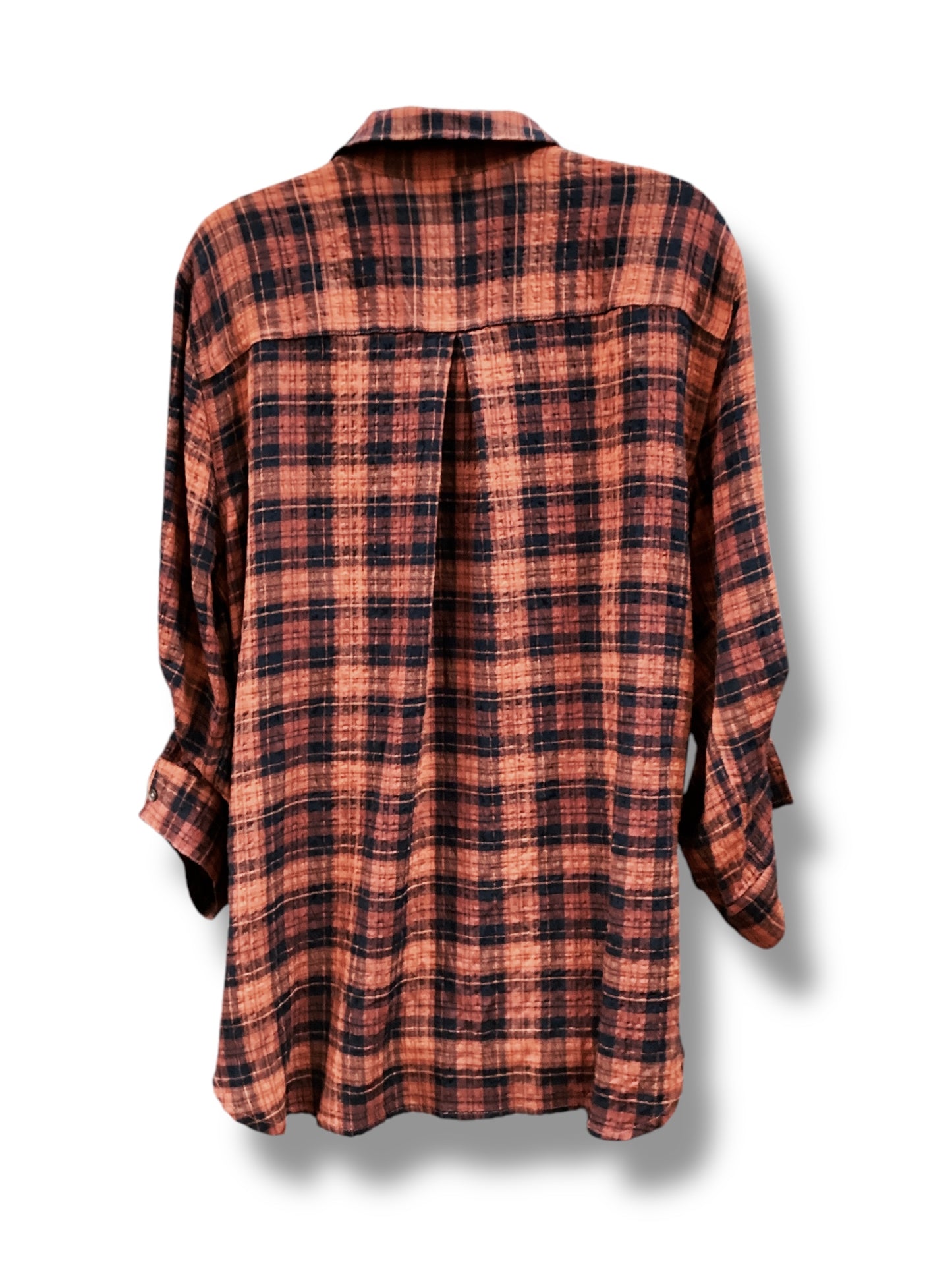 Top Long Sleeve By Intro In Plaid Pattern, Size: Xl