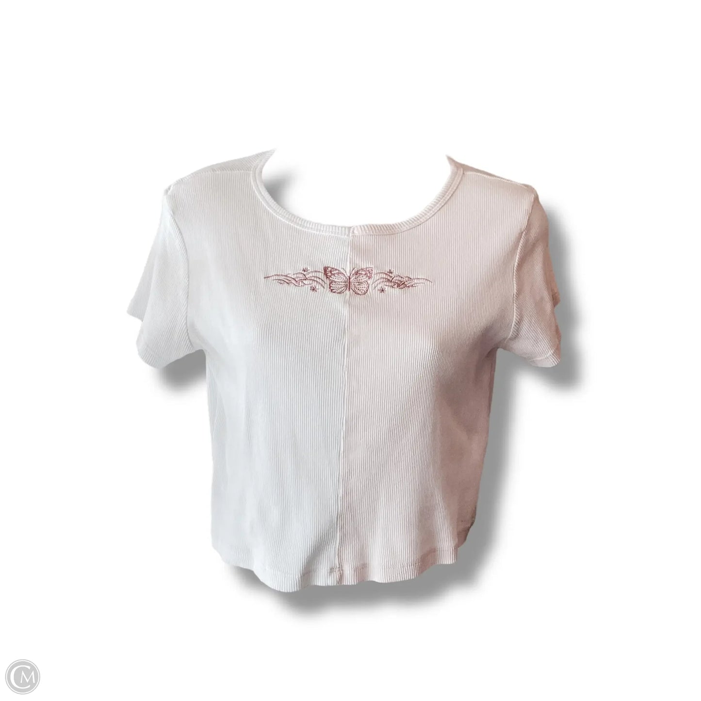 Top Short Sleeve By Clothes Mentor In Pink & White, Size: L