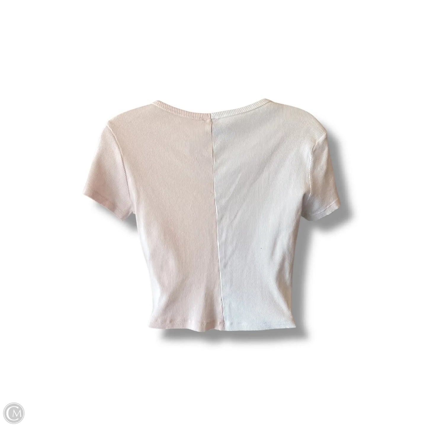 Top Short Sleeve By Clothes Mentor In Pink & White, Size: L