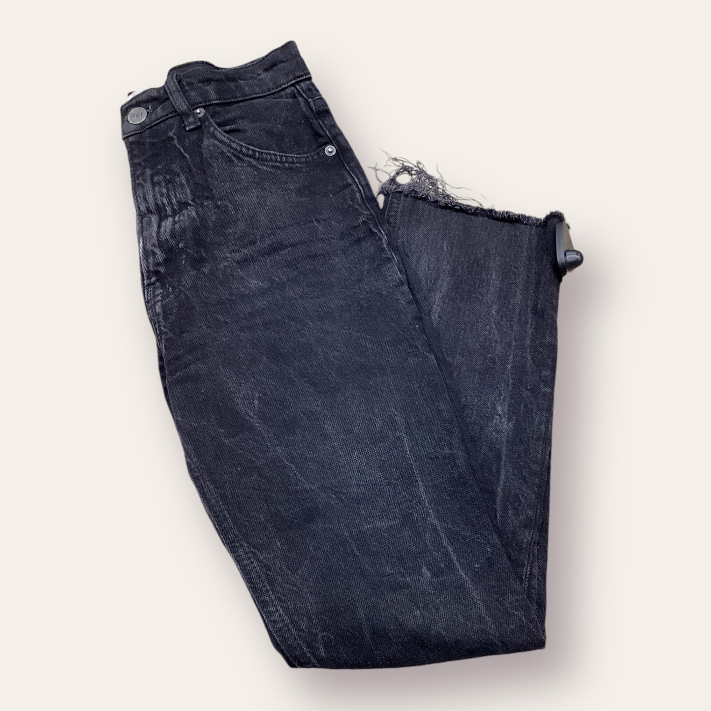 Jeans Straight By Reformation In Black Denim, Size: 4p