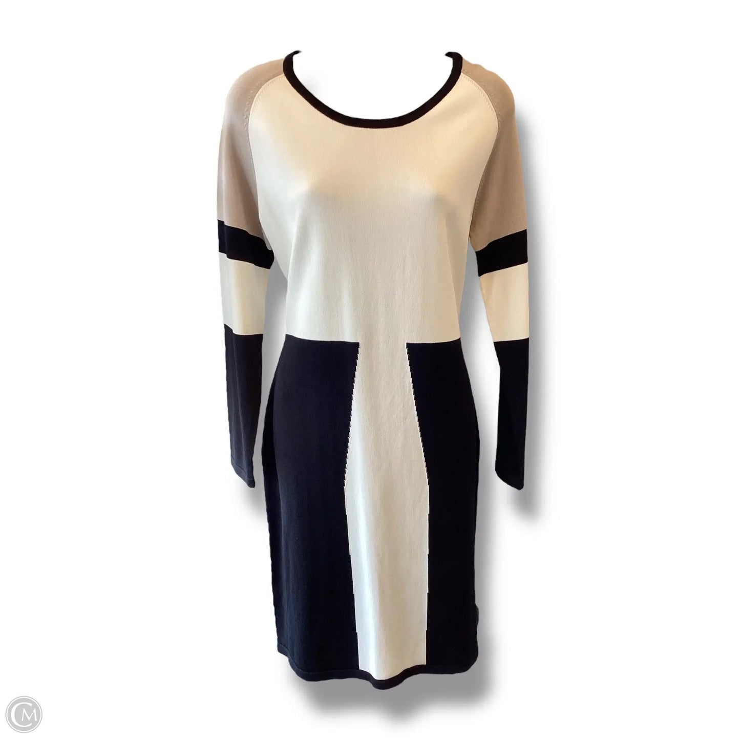 Dress Casual Midi By Calvin Klein In Black & White, Size: L