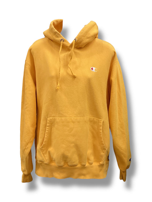 Sweatshirt Hoodie By Champion In Yellow, Size: L