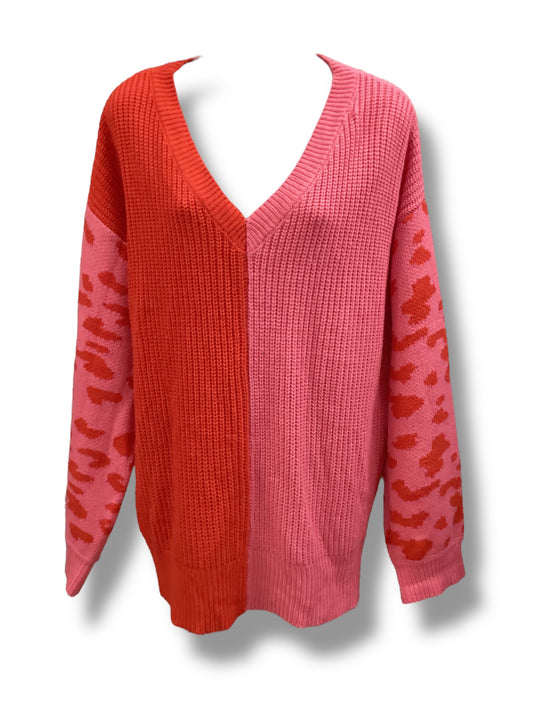 Sweater By Ashley Stewart In Pink & Red, Size: 1x