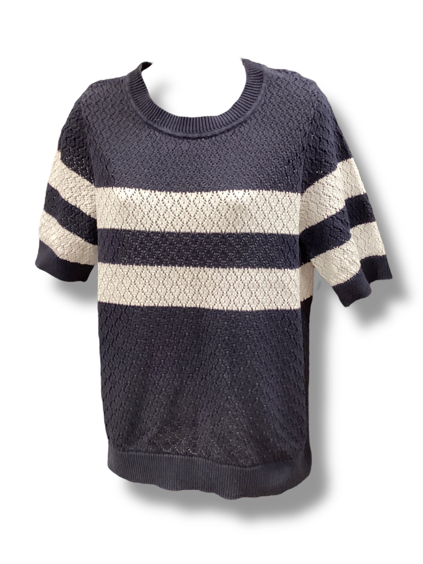 Sweater Short Sleeve By 1901 In Blue & White, Size: Xl