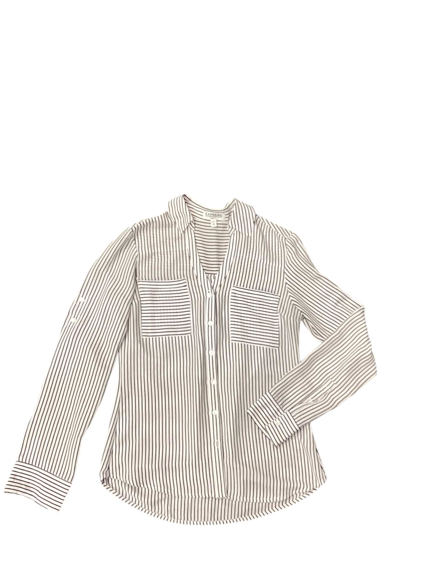 Top Long Sleeve By Express In Striped Pattern, Size: Xs