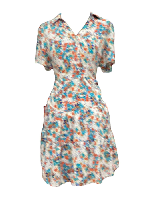 Floral Print Dress Casual Midi Joy Joy, Size M