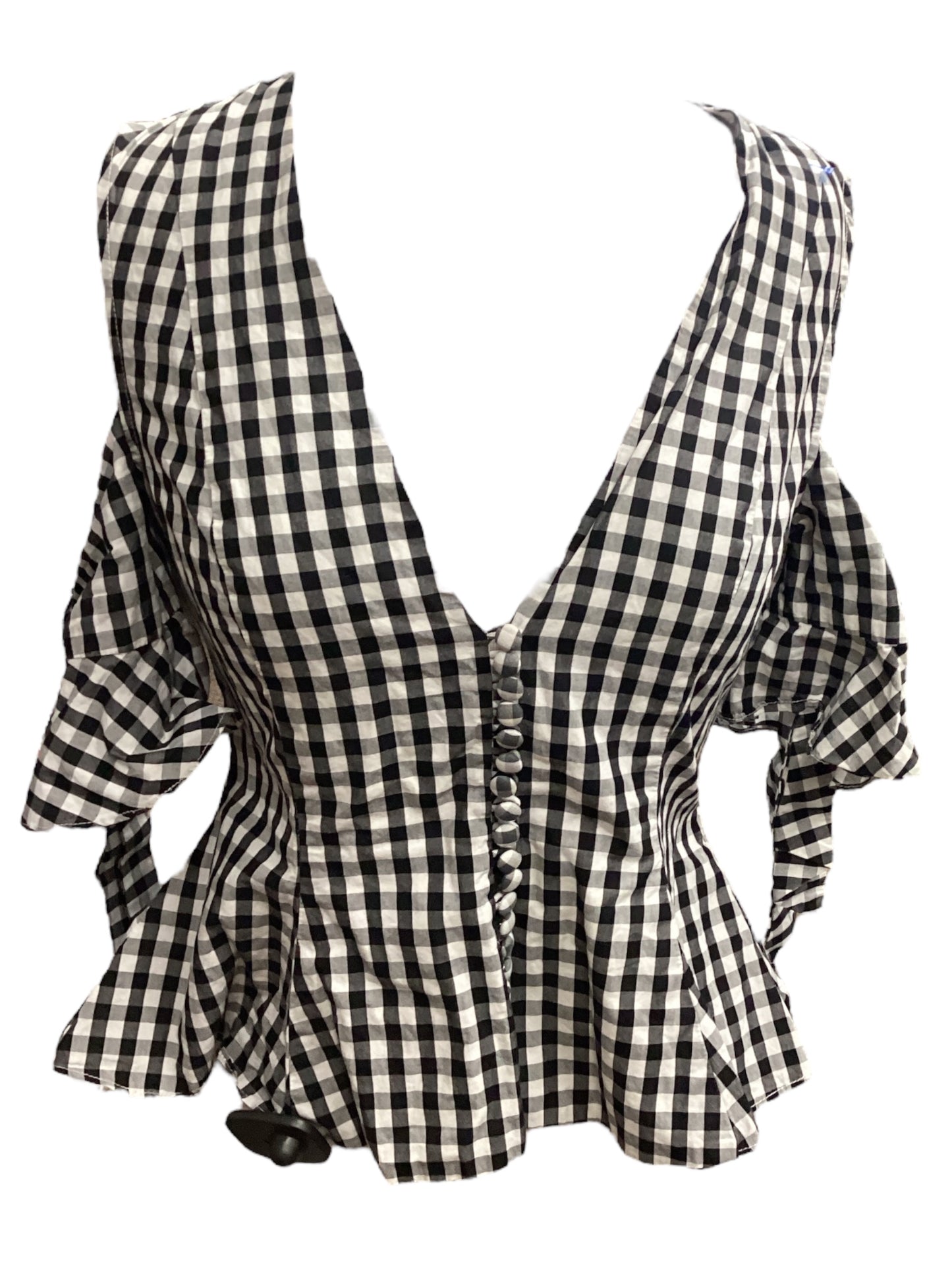 Top Short Sleeve By Clothes Mentor In Checkered Pattern, Size: S