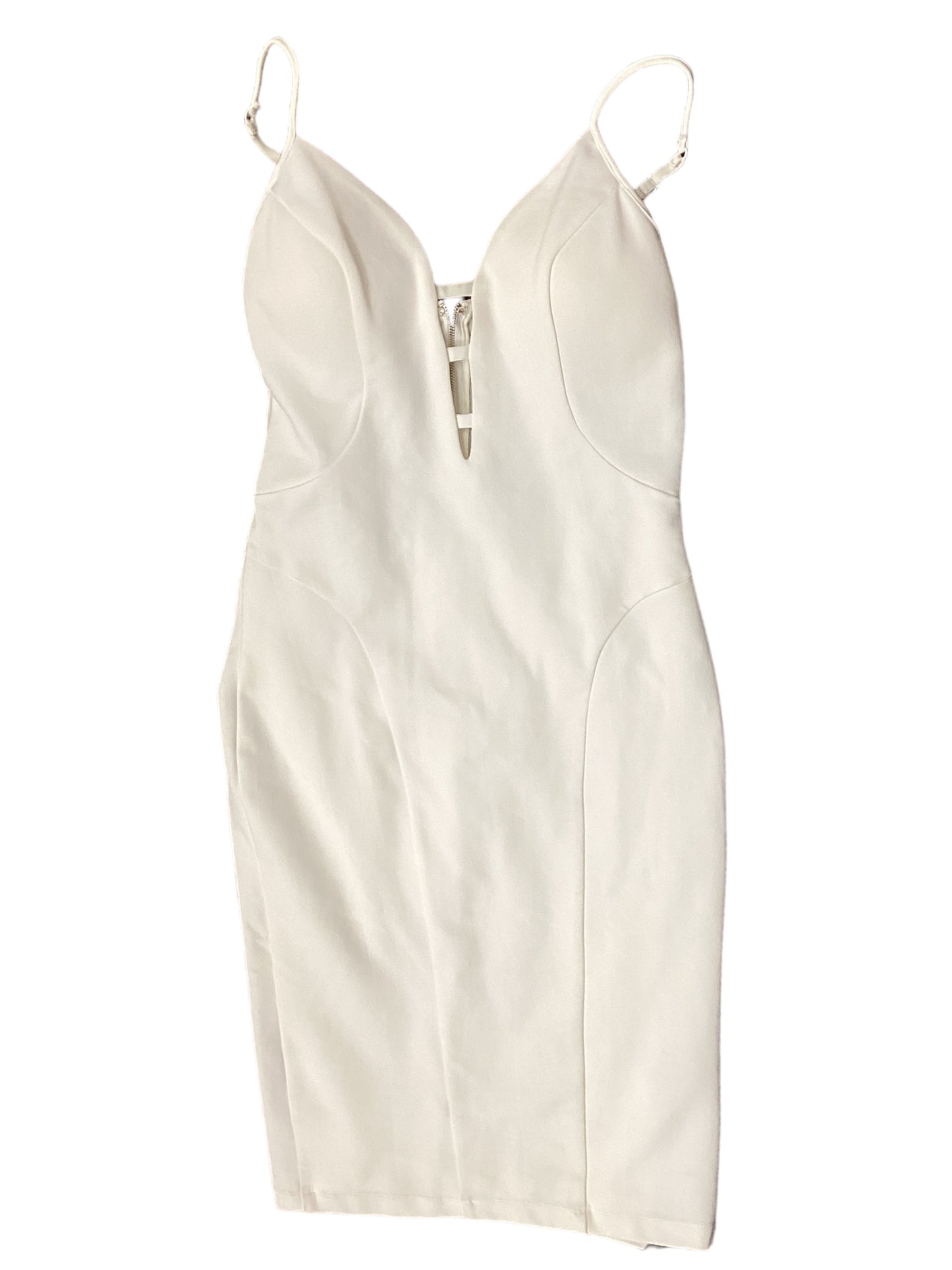 White Dress Casual Midi Bebe, Size M