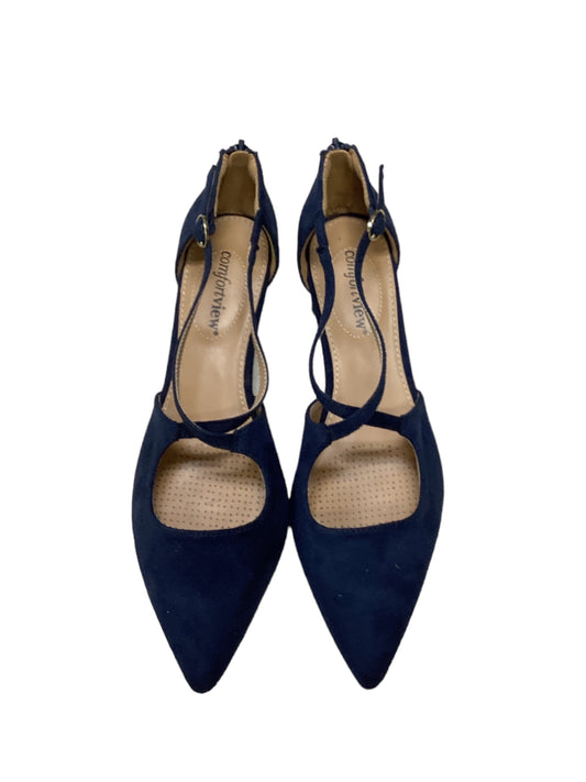 Navy Shoes Heels Kitten Comfortview, Size 7.5