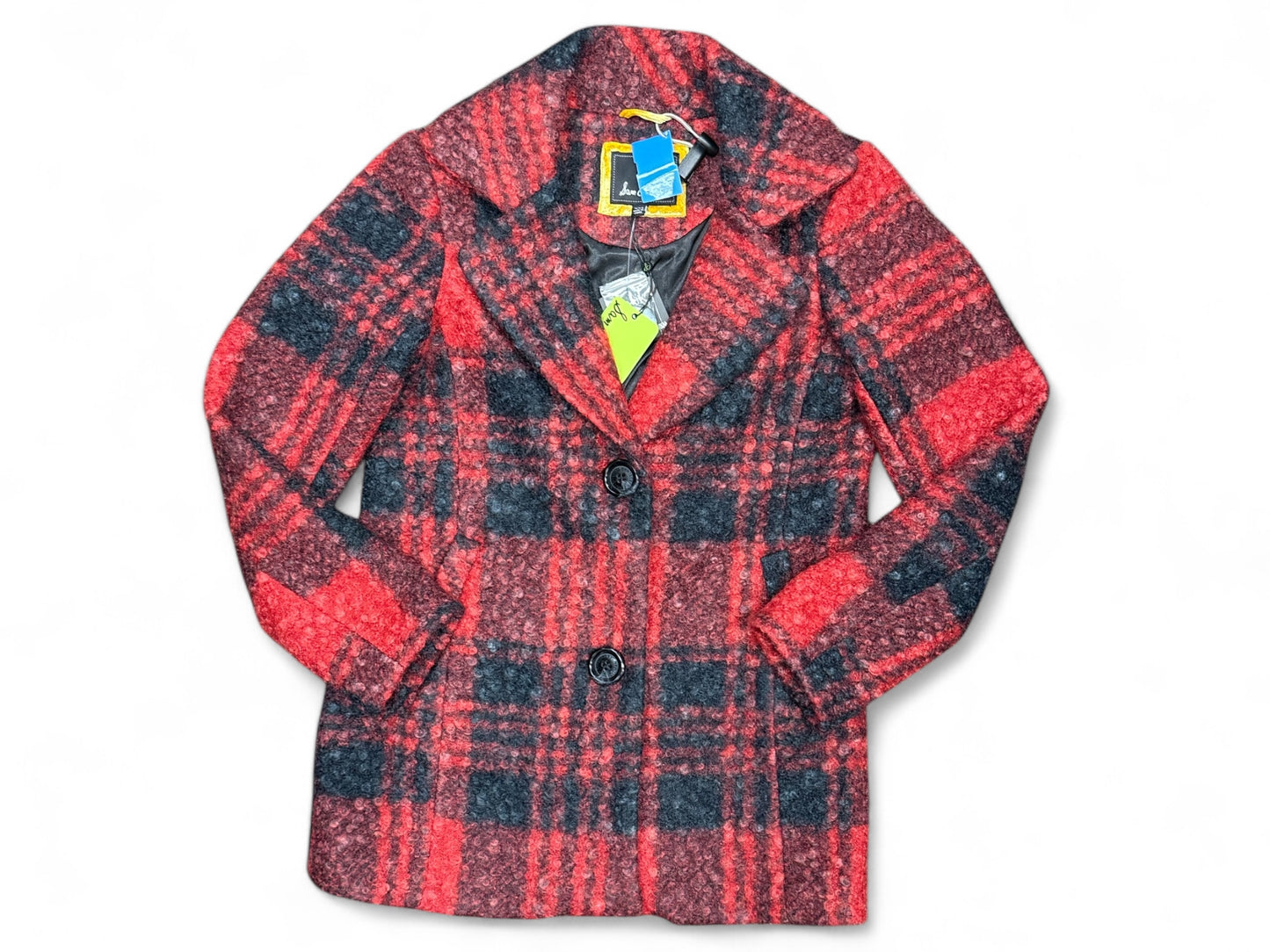 Coat Peacoat By Sam Edelman In Plaid Pattern, Size: Xxs