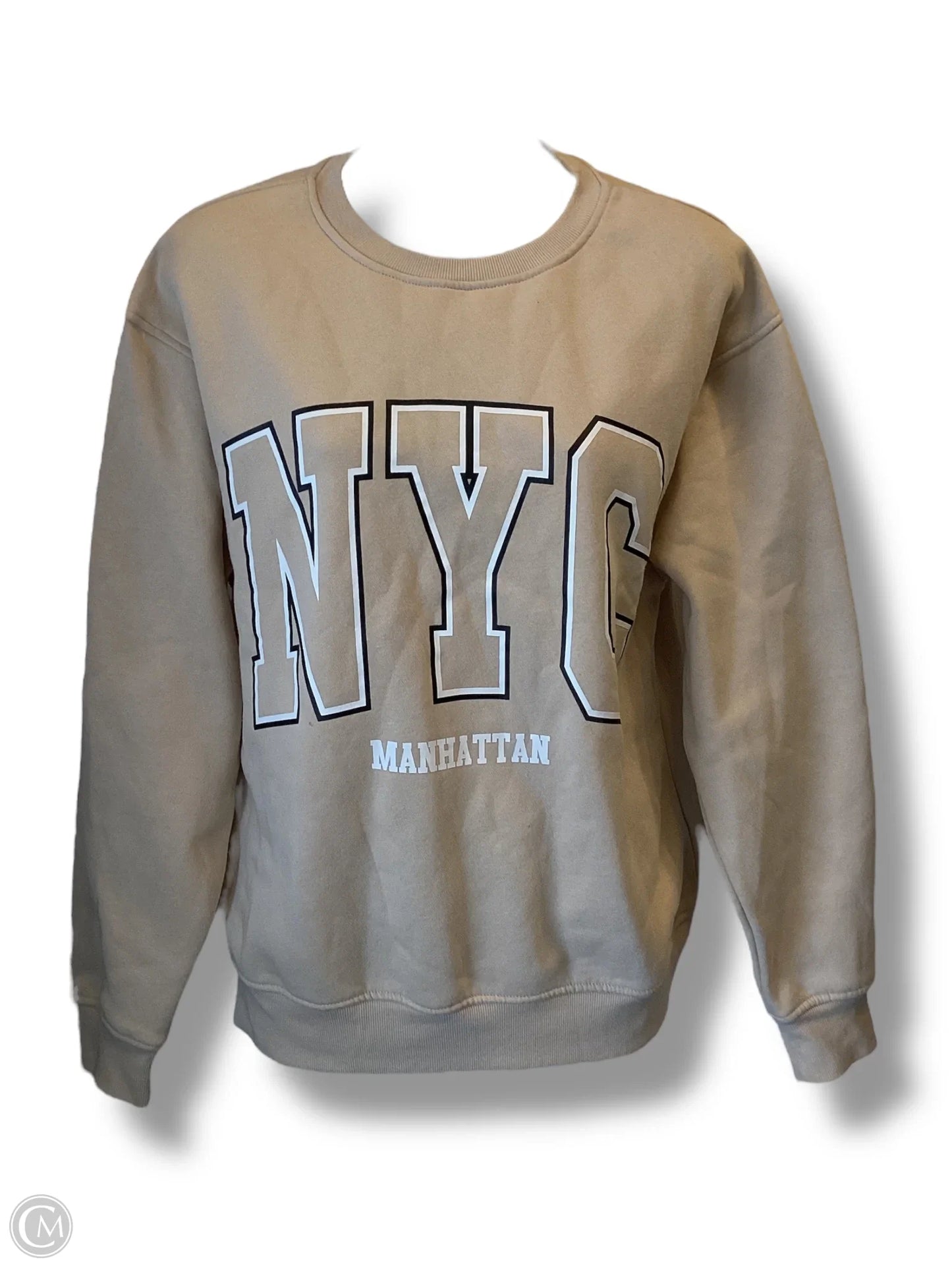 Sweatshirt Crewneck By Clothes Mentor In Beige, Size: S