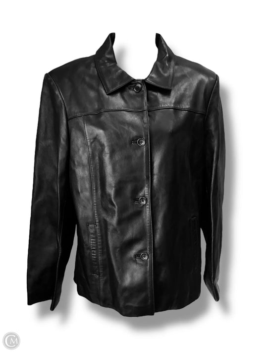 Jacket Leather By Ann Taylor In Black, Size: L