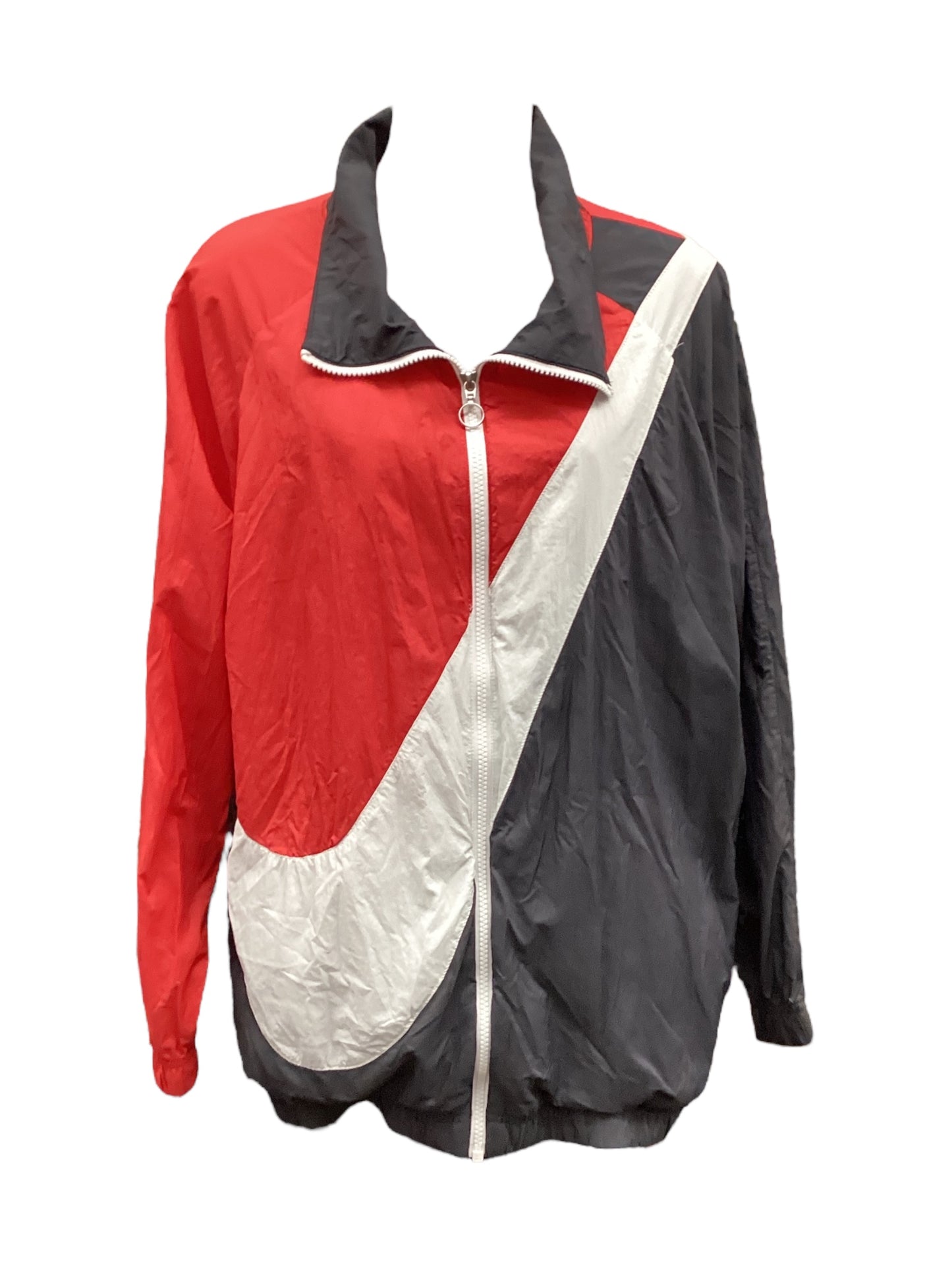 Jacket Windbreaker By Nike In Black & Red, Size: M