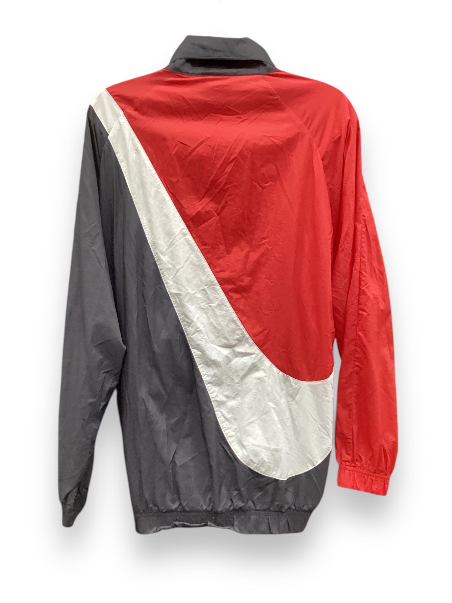 Jacket Windbreaker By Nike In Black & Red, Size: M