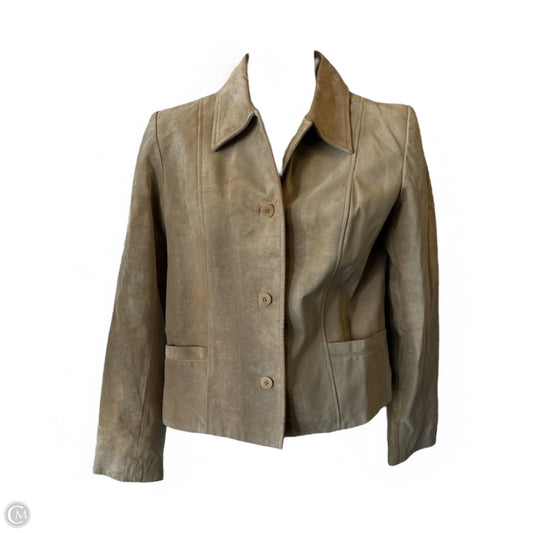 Jacket Leather By Ann Taylor In Beige, Size: S