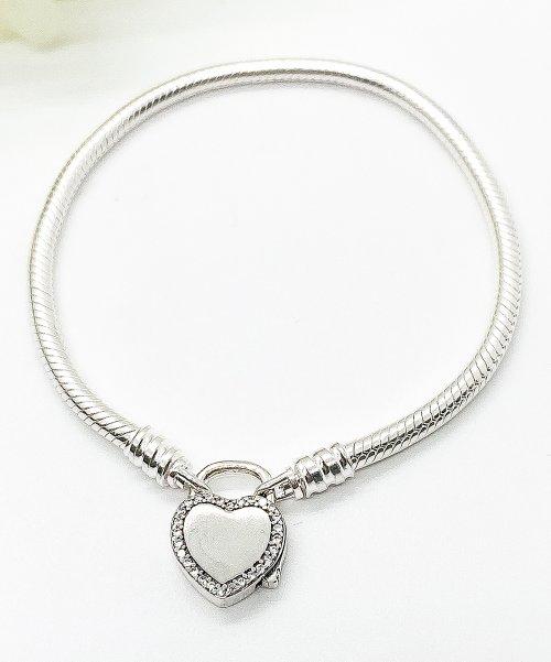 Venezia Charms Sterling Silver Heart Locket Bracelet With Swarovski® Crystals - Size 7" - New